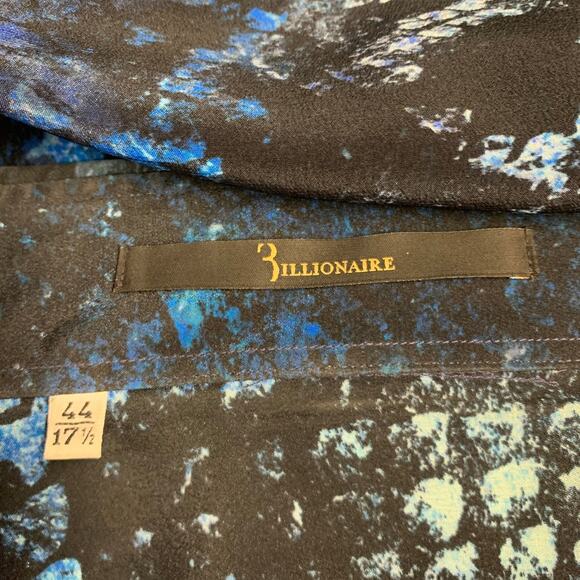BILLIONAIRE COUTURE Size XL Black Blue Snake Silk Button Up Long Sleeve Shirt - Picture 6 of 6
